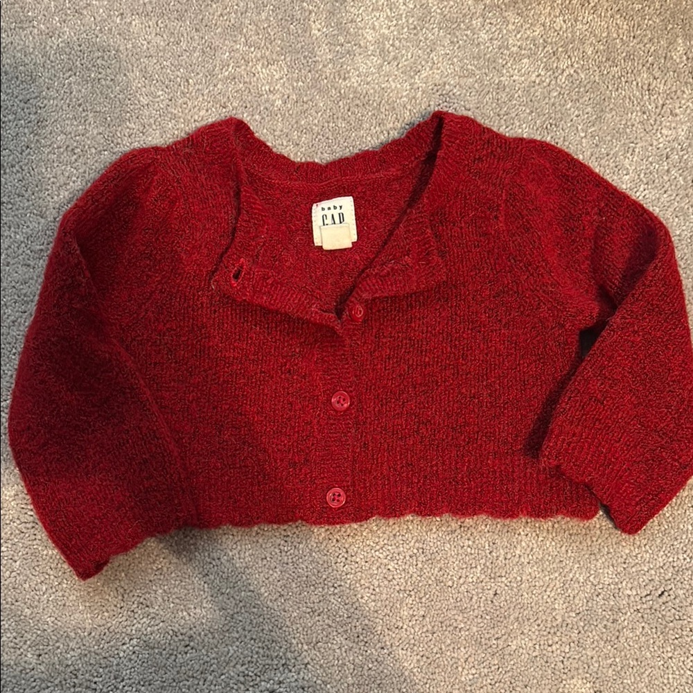 BabyGAP Red Cardigan Sweater Classic Knit